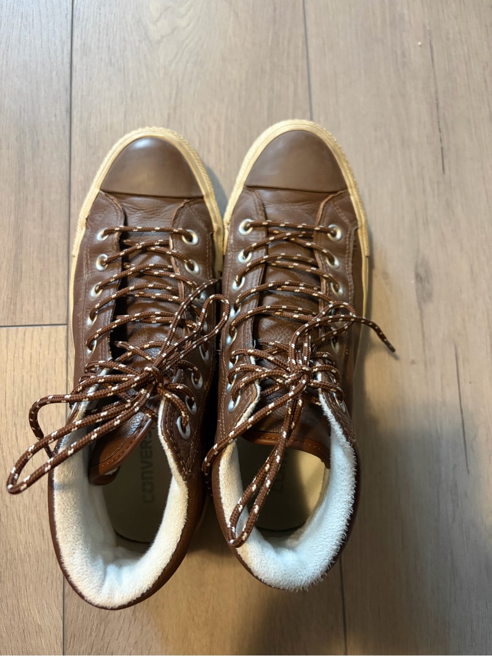 Converse Brown Leather High-Top Sneakers with Lining